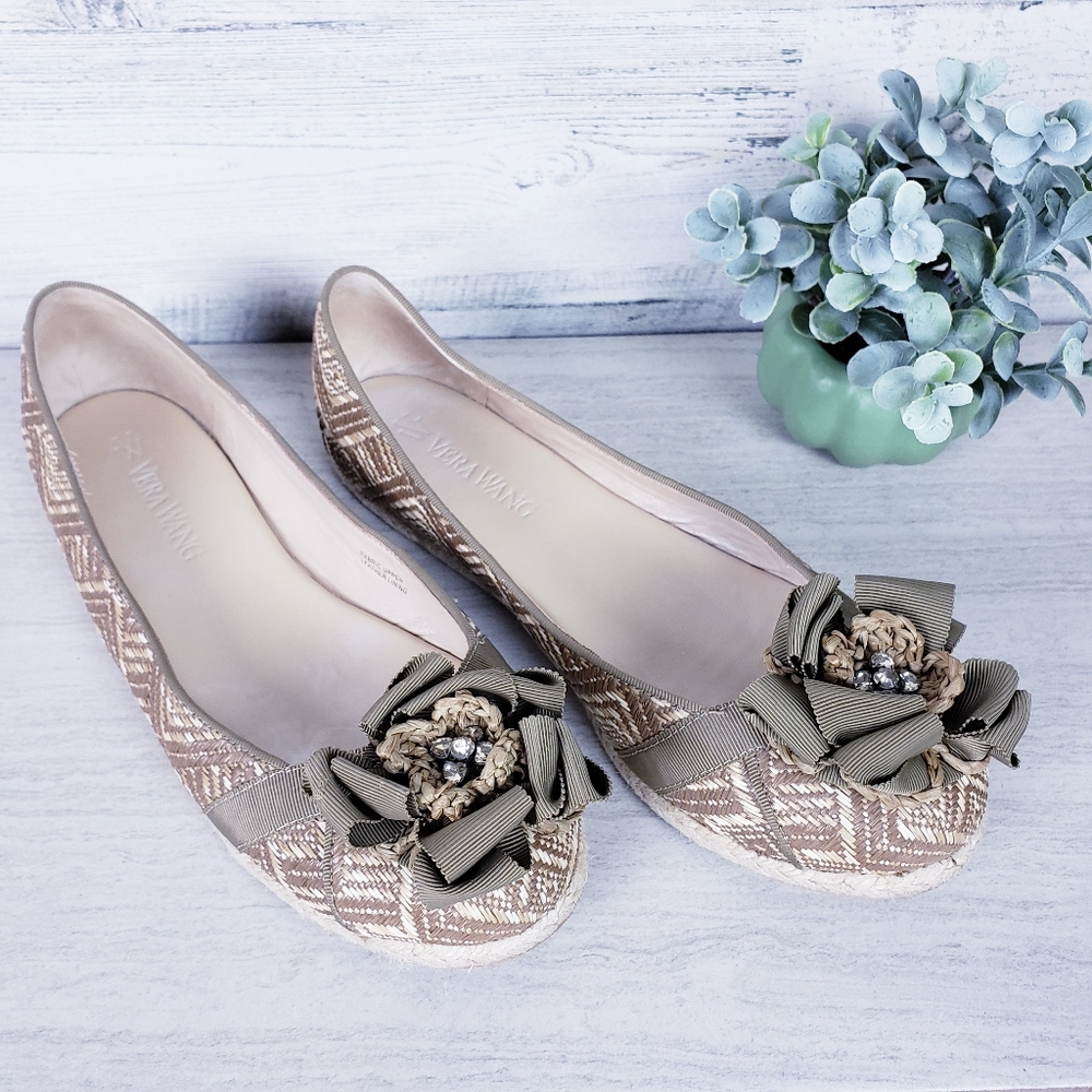 Vera Wang Woven Espadrille Fabric Flower Slip On